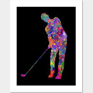 Golf player man watercolor art Posters and Art